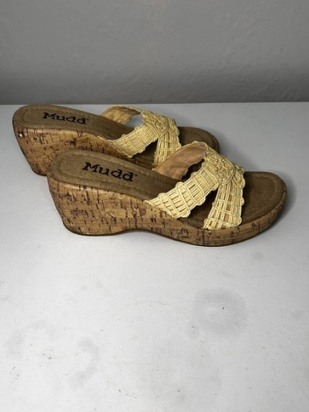 Mudd Pilot Wedge Sandals Natural Smooth Tan Size 7.5 New In Box!